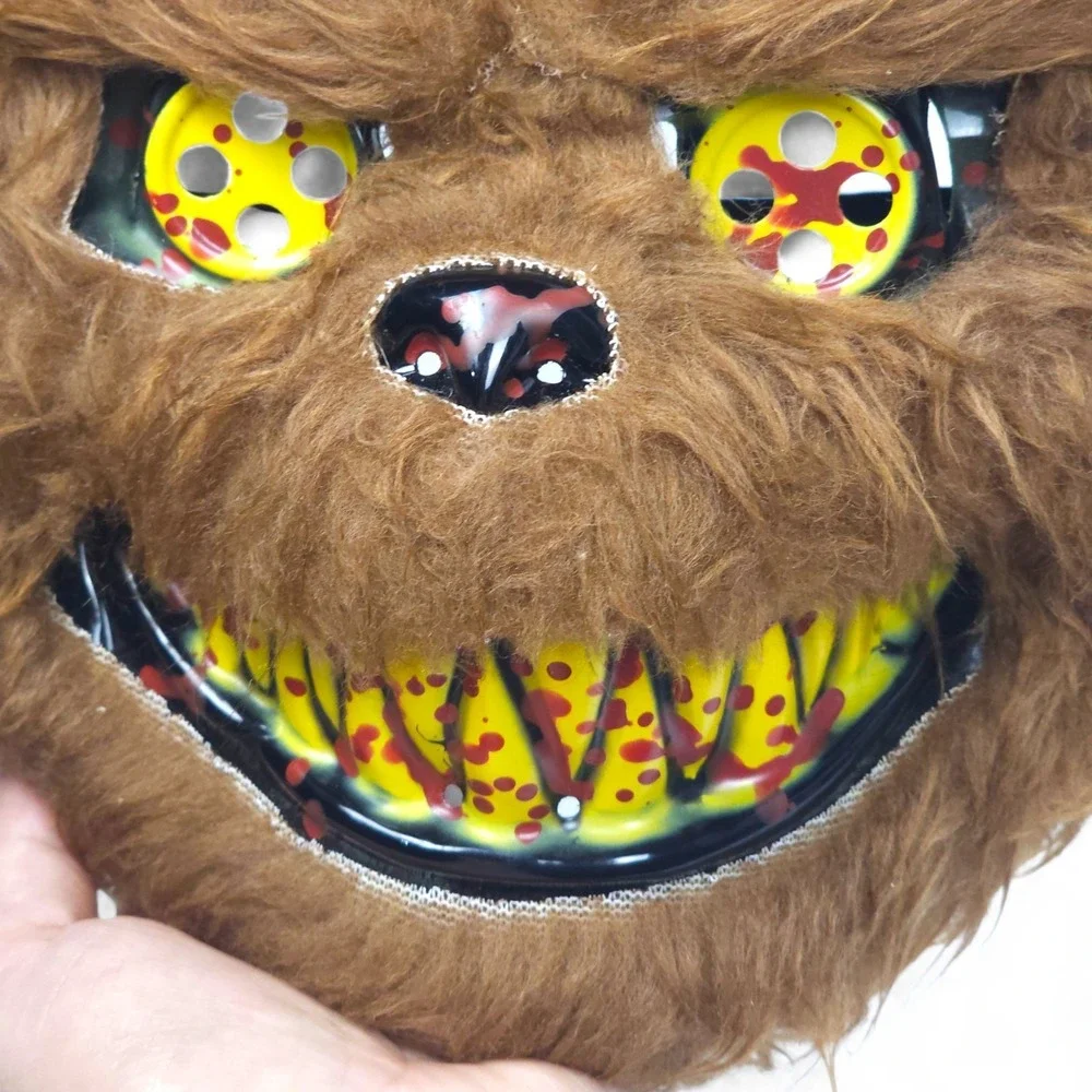 Spirit Halloween Scary Evil Bear Mask Brown Furry Horror Teddy Blood Teeth Creep - Picture 7 of 14
